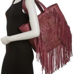 Frye Vivian Brick Colored Fringe Tote